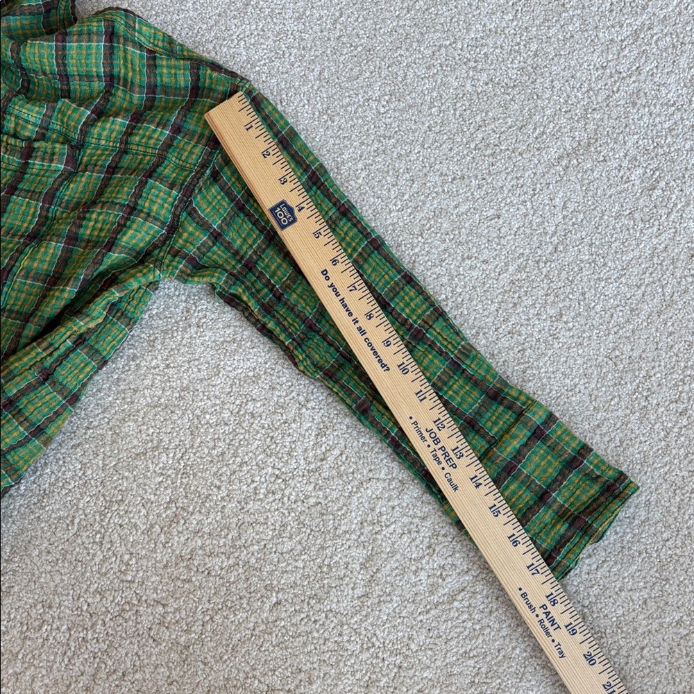 Free People We The‎ Free Cardiff Oversized Gauze Shirt Green Plaid Women’s XS - Picture 15 of 16